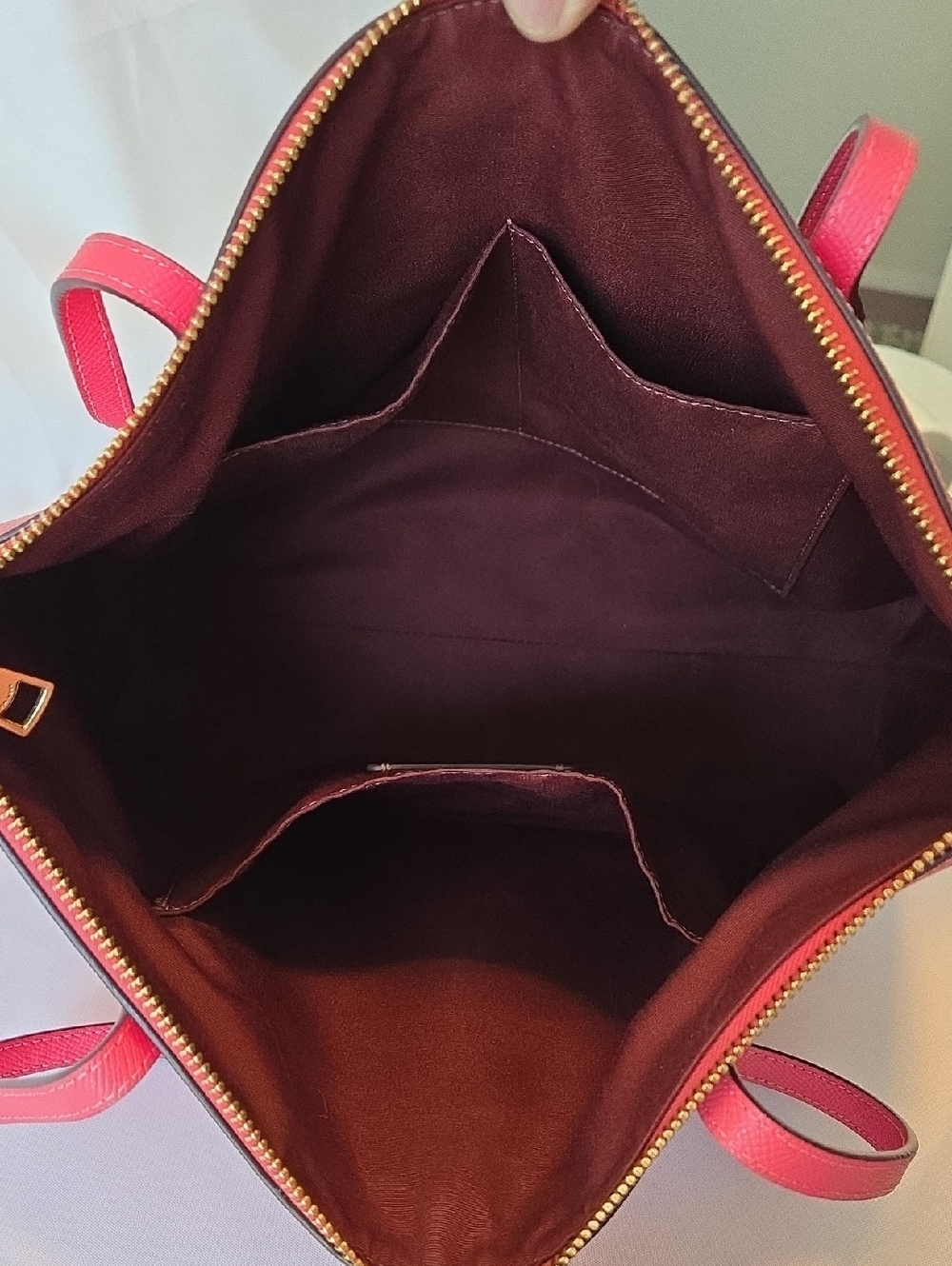 Coach Crossgrain Leather Zip‑Top Tote Bag (Style 4454) in Pink Ruby. - Picture 12 of 13